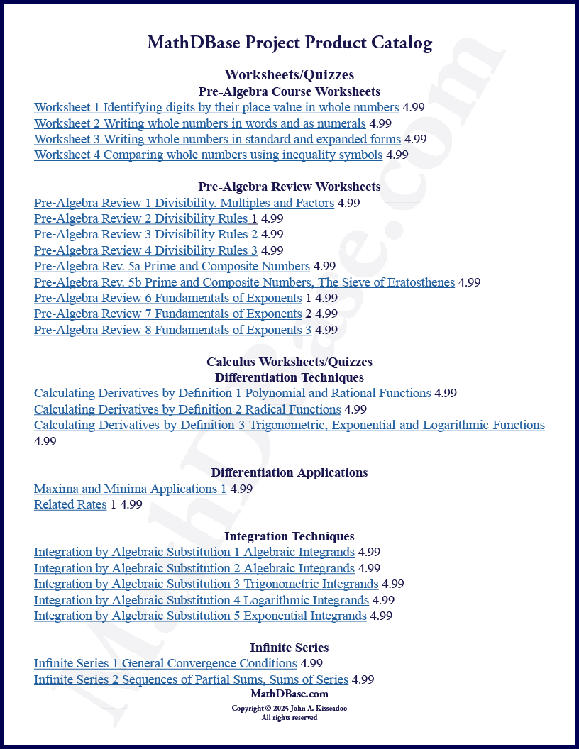 MathDBase Project Product Catalog thumbnail